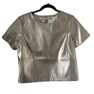 Anthropologie Porridge Collin Faux Leather Short Sleeve Top Size S